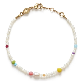 Anni Lu Confetti Gem Armbånd, White Shell